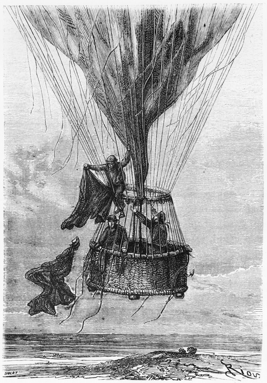 Tre mænd i en gondol, illustration fra 