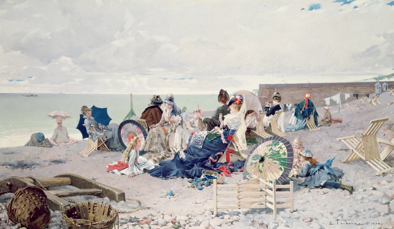 Stranden ved Yport, 1878 af Edouard Toudouze