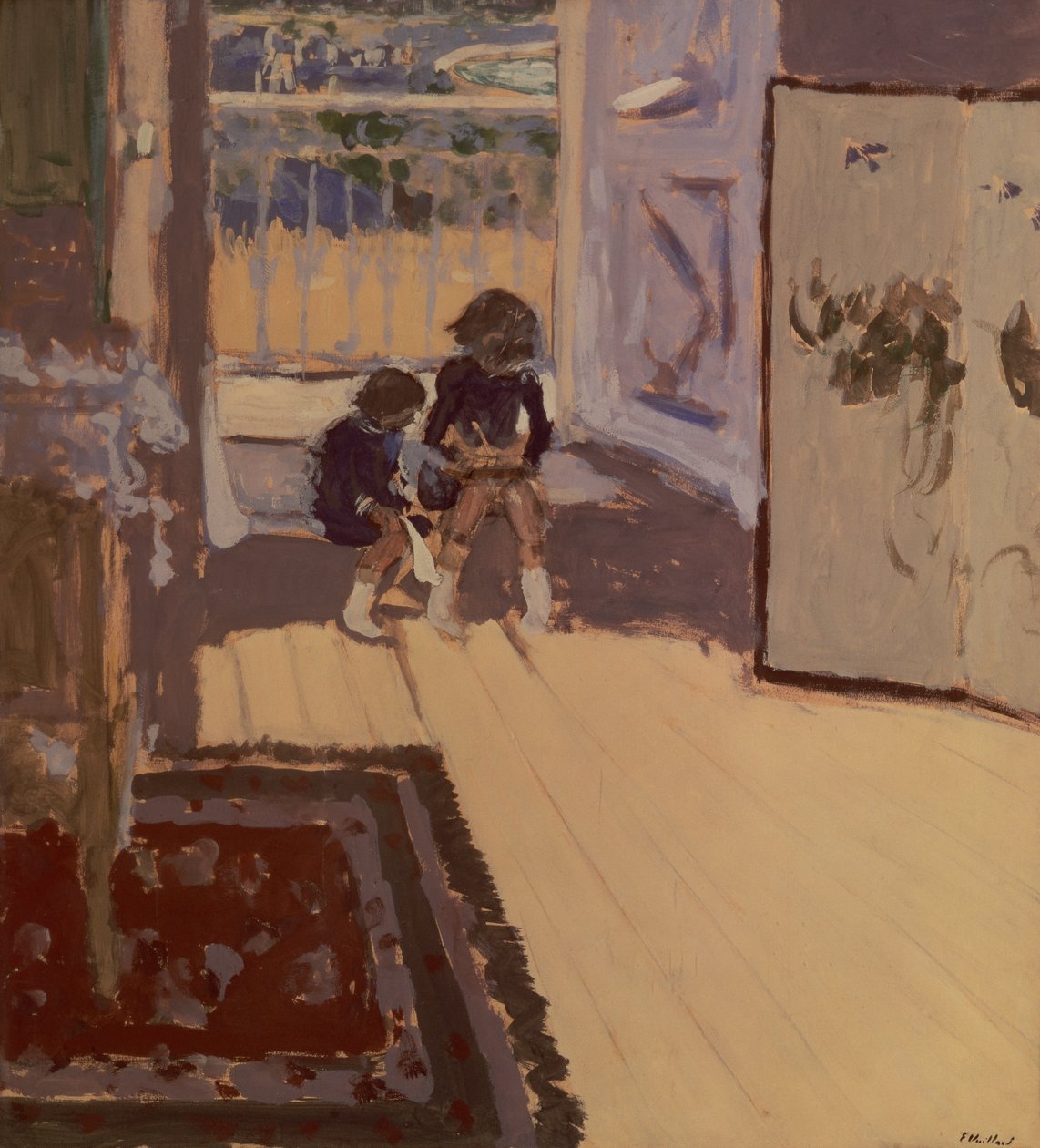 Børn i et værelse, 1893 (olie på karton) af Edouard Vuillard