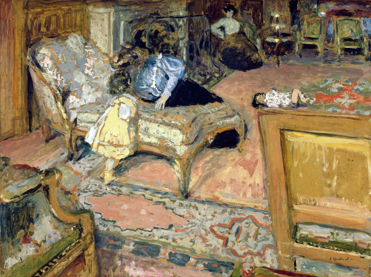 Confidence (The Bernheim Children in the Salon) 1905 (olie på bord fastgjort på panel) af Edouard Vuillard