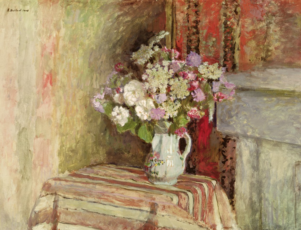 Blomster i en vase, 1905 (olie på kort) af Edouard Vuillard