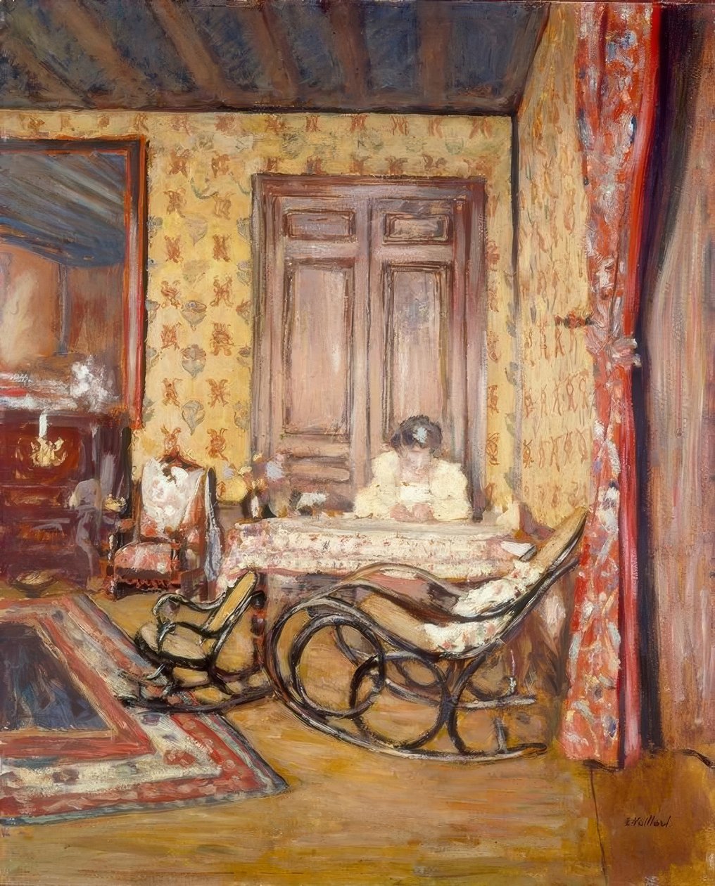 Interiør med gyngestol af Edouard Vuillard
