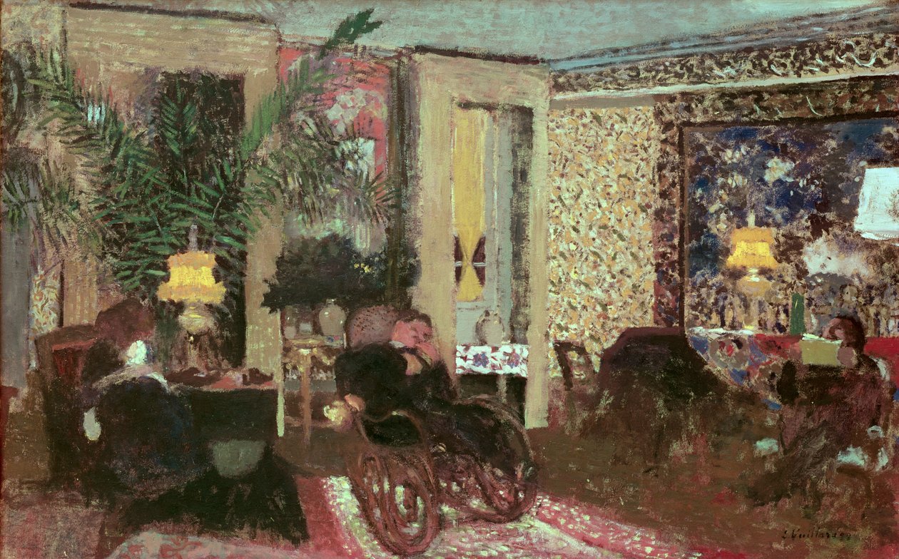 Interiør eller, Salonen med tre lamper, 1899 af Edouard Vuillard