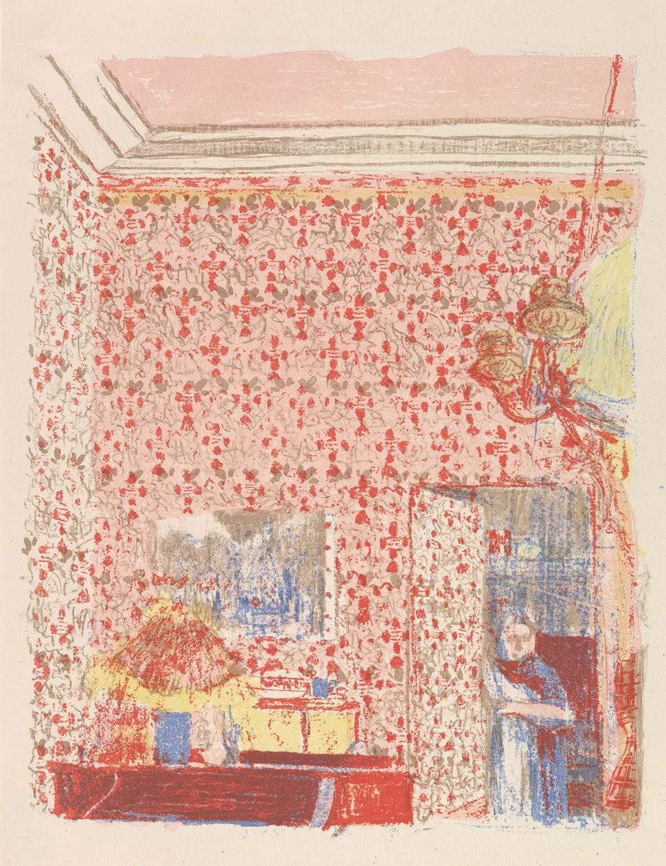 Interiør med Pink Tapet I, fra serien Paysages et Intérieurs, 1899 af Edouard Vuillard
