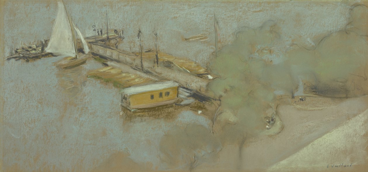 Anløbsbro på Aussenalster, 1913 (pastel på kort) af Edouard Vuillard