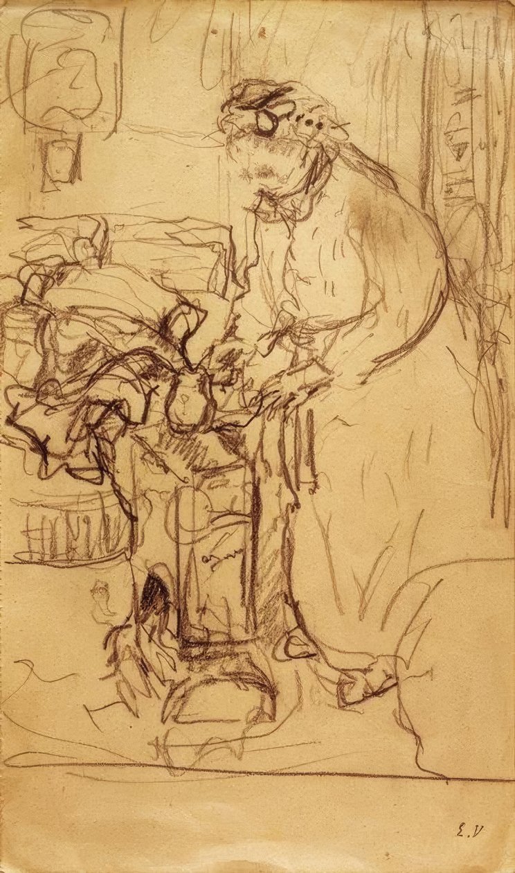 Madame Vuillard foran et oliefyr af Edouard Vuillard