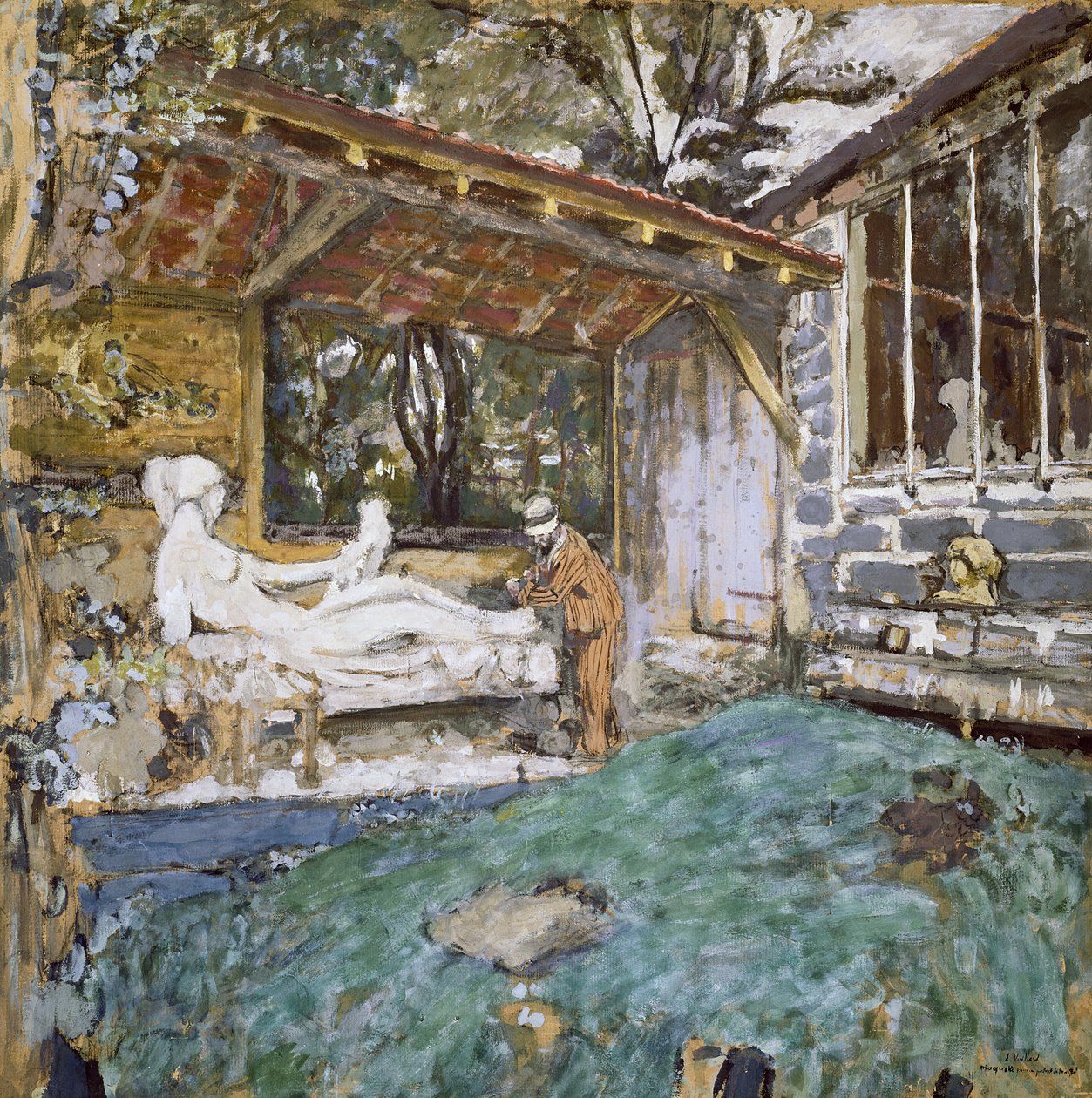 Maillol på arbejde på Cezanne Memorial, ca. 1925 af Edouard Vuillard