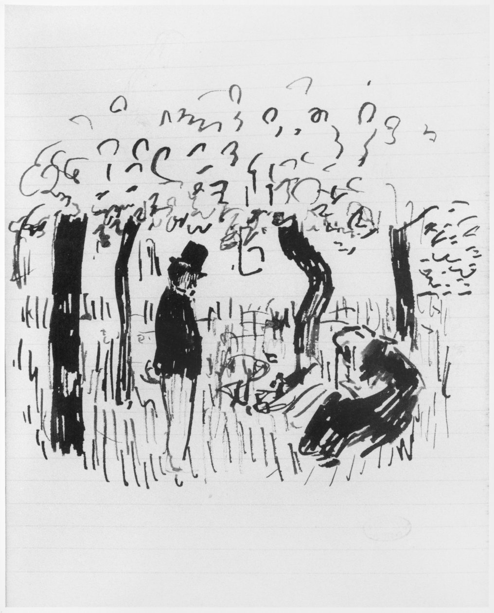 Side af en skitsebog, 1890-1940 (pen og blæk på linjeret papir) af Edouard Vuillard