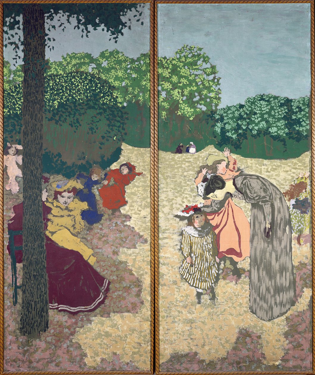 The Public Gardens: Young Girls Playing and the Interrogation, 1894 (hundesyge på lærred) af Edouard Vuillard