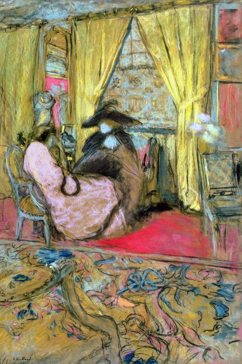 Besøget, ca. 1910 (pastel på papir) af Edouard Vuillard