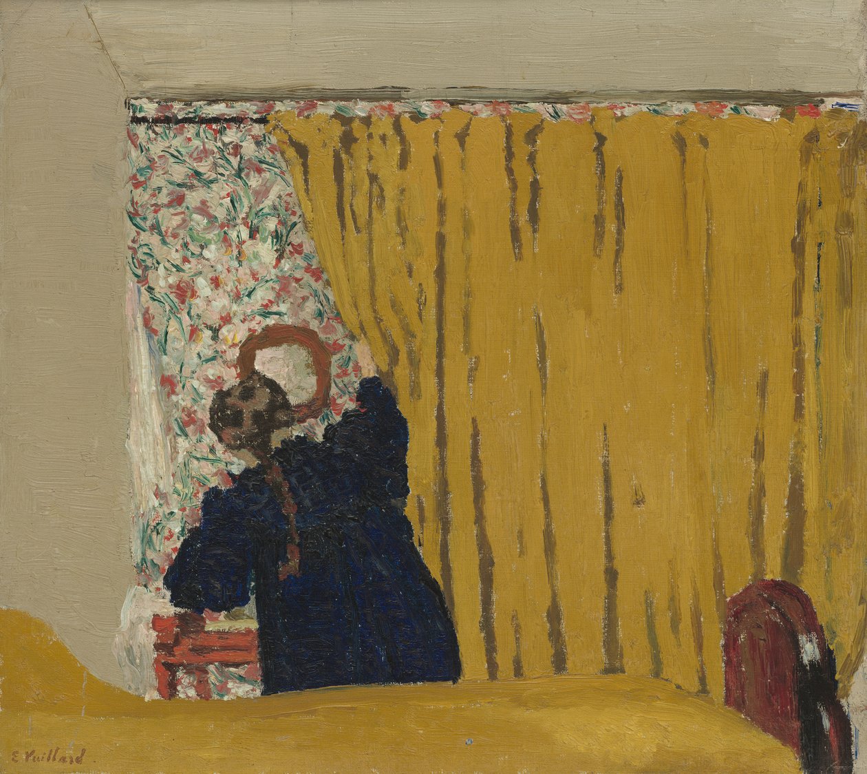 Det gule gardin, ca. 1893 af Edouard Vuillard