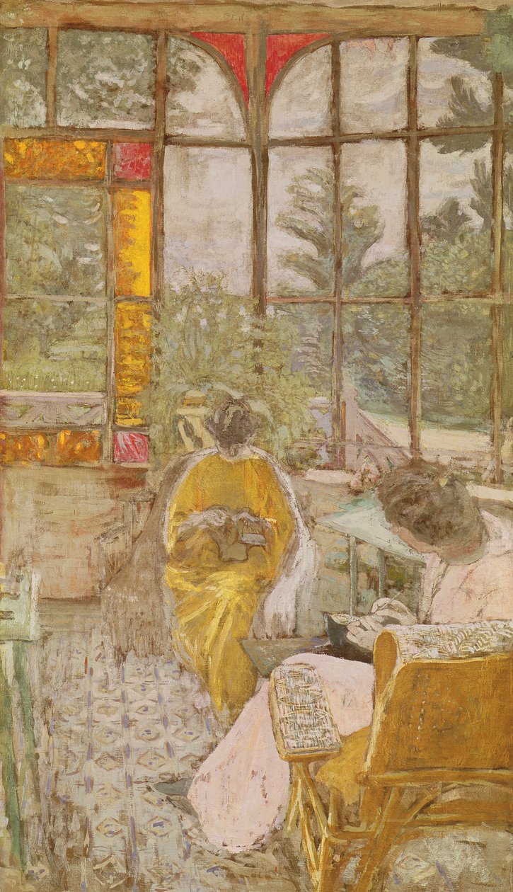 To kvinder broderer på en veranda, 1913 (tempera på lærred) af Edouard Vuillard