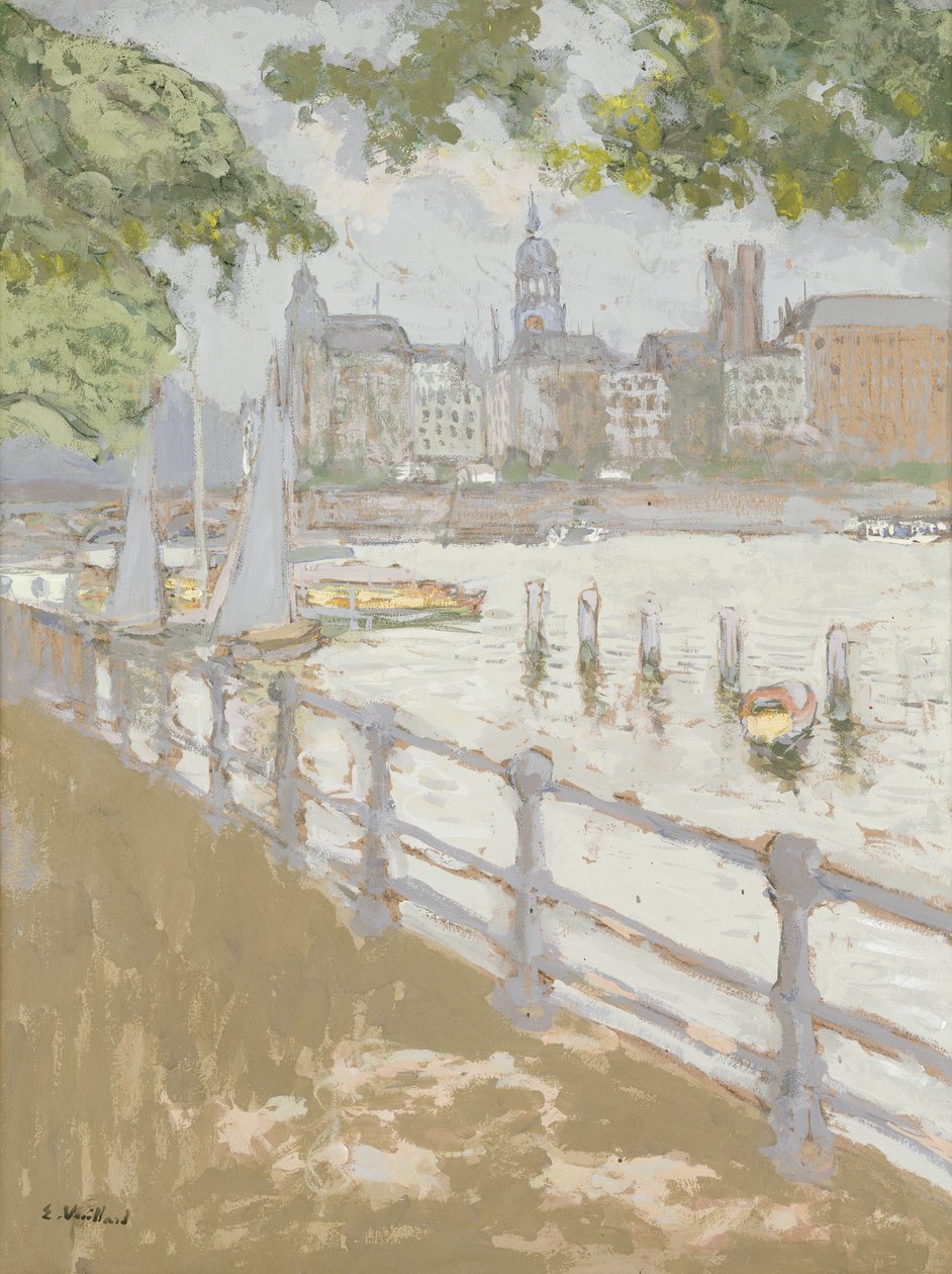 Udsigt over Binnenalster, 1913 (gouache på kort) af Edouard Vuillard
