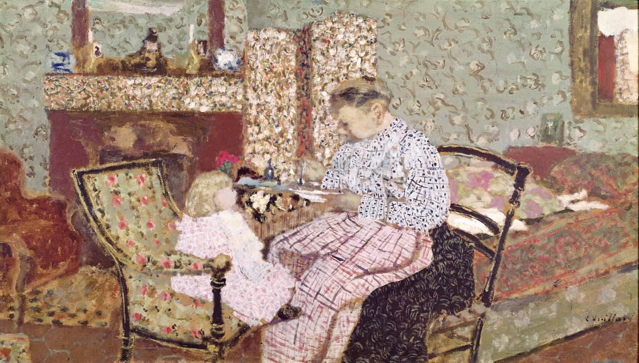 Woman Feeding a Child (Annette, datter af Ker Xavier Roussel) 1901 (olie på kort monteret på panel) af Edouard Vuillard
