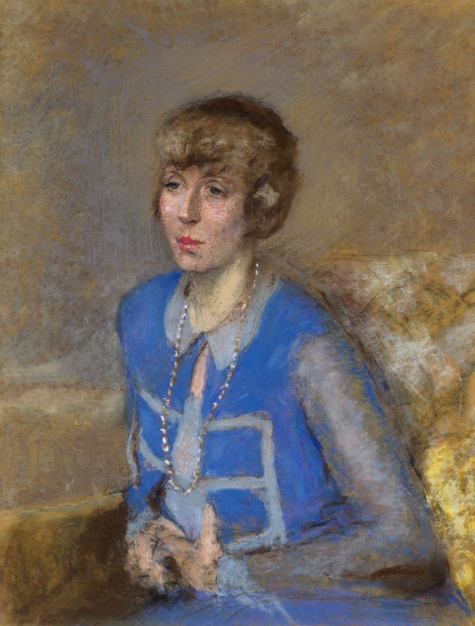 Kvinde i blåt, ca. 1925-35 (pastel på vævet papir) af Edouard Vuillard