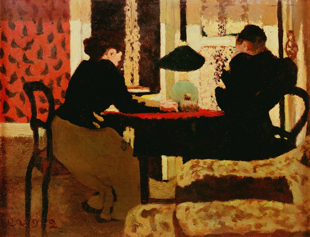 Kvinder ved Lamplight, 1892 af Edouard Vuillard