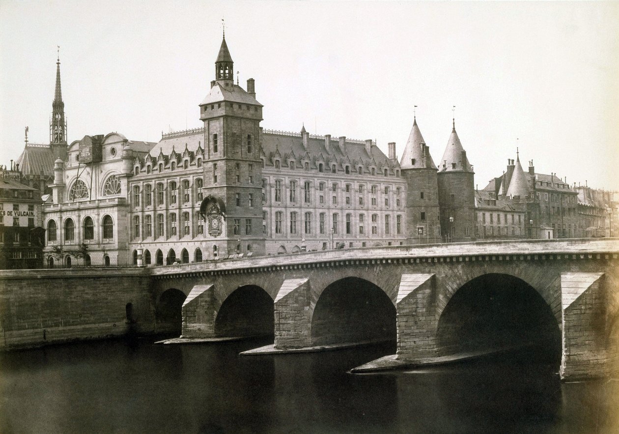 "Conciergeriet" og "Pont au Change", ca. 1854 (foto) af Edouard Denis Baldus