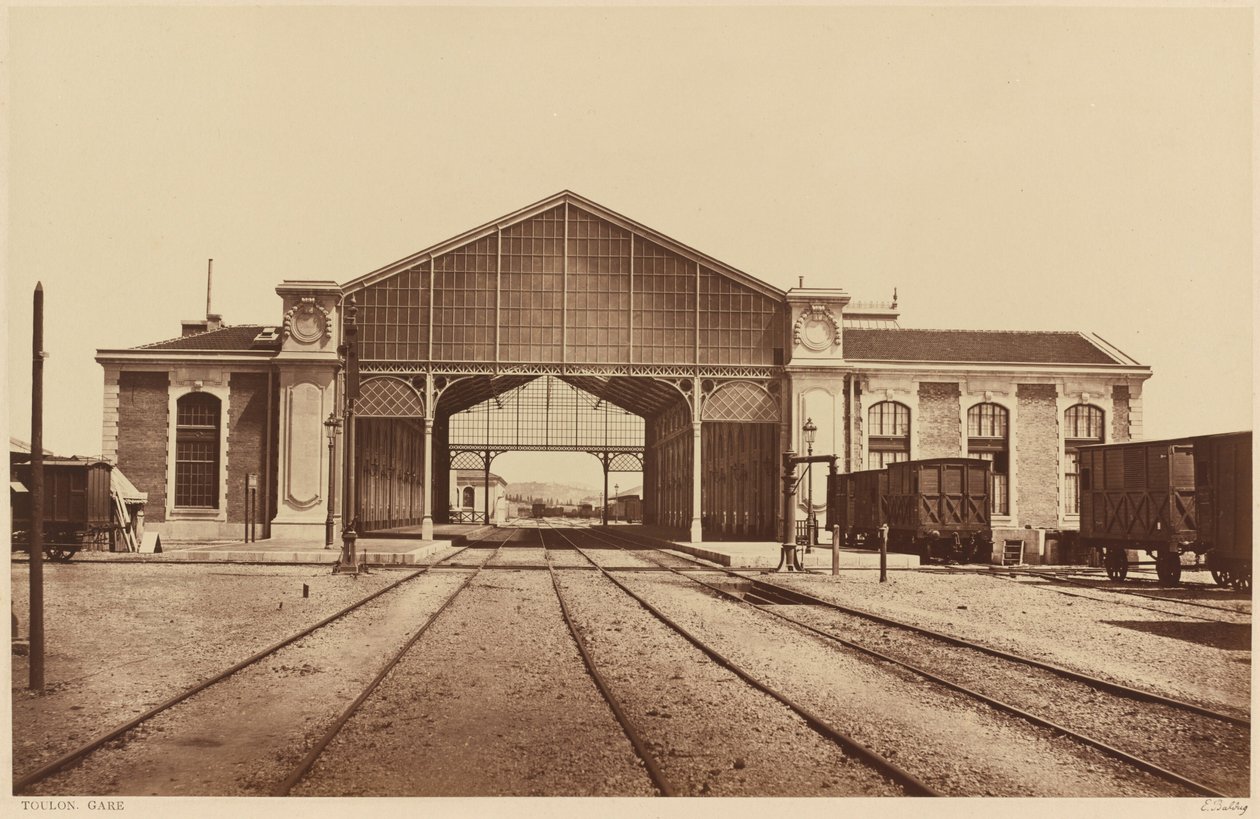 Toulon, Gare (Toulon, togstation),1861 eller senere (foto) af Edouard Denis Baldus