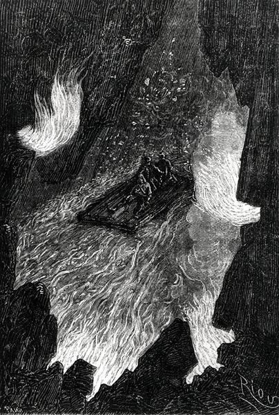 Flåden bølgede på lavabølger, illustration fra 