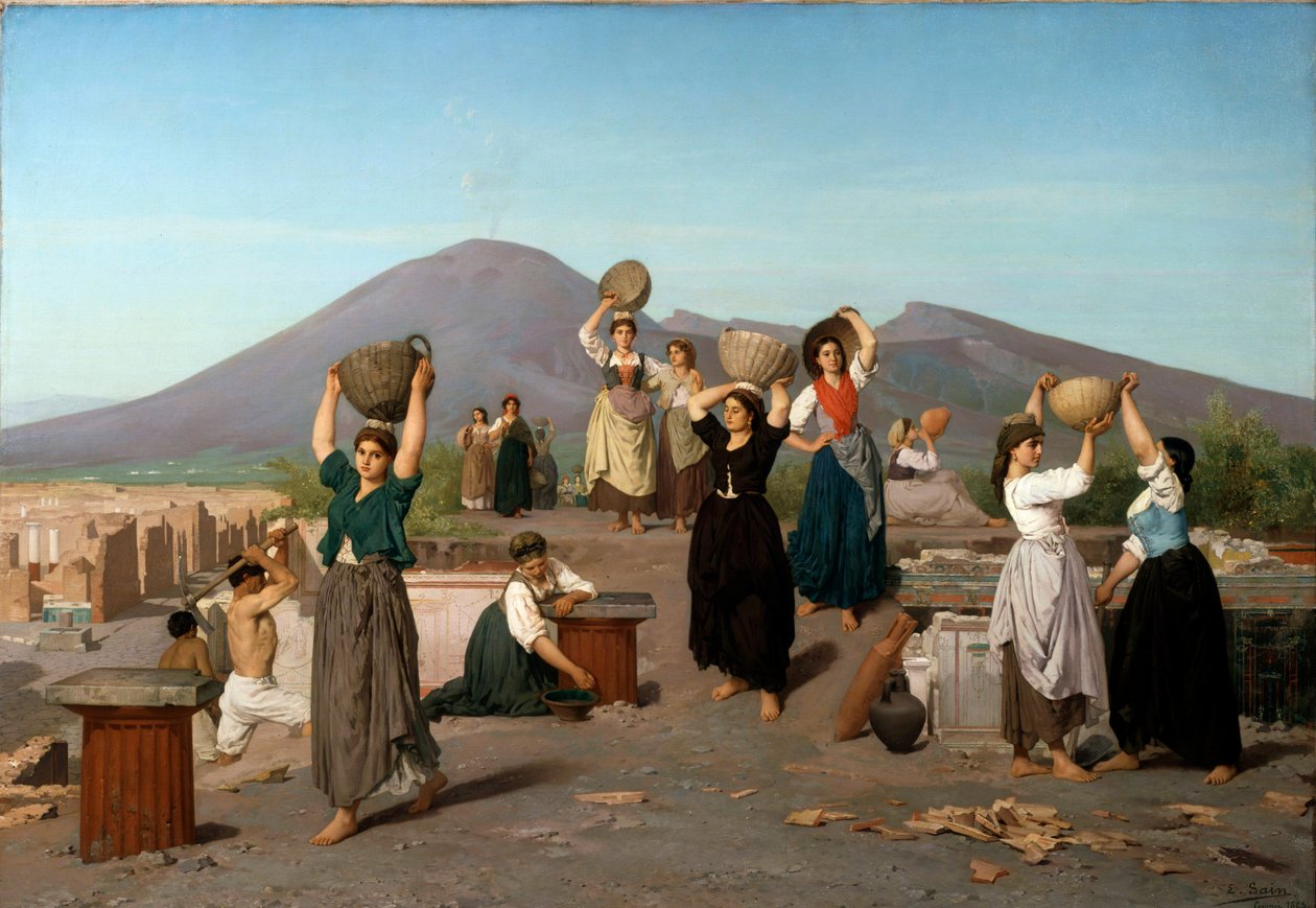 Scene med udgravninger i Pompeji Maleri af Edouard Sain (1830-1910) 1865 Søn. 1,2x1,72 m Paris, musee d