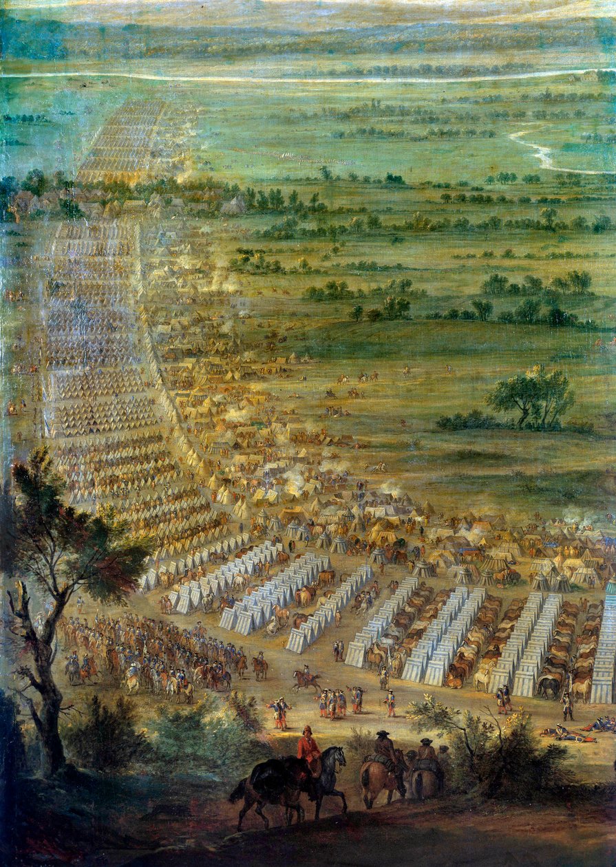 Tilfangetagelse af byen Dole en Franche Comte af Ludvig XIV (1638-1715), 6/06/1674 Detalje, der repræsenterer militærlejren. Maleri af John Paul (kendt omkring 1675-1683). Søn 2,29x3,3 m Versailles, musee du chateau af Edouard Antoine Renard