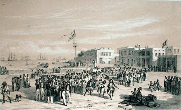 Government Square, Goree Island, Senegal, ca. 1840 (litho) af Edouard Auguste Nousveaux