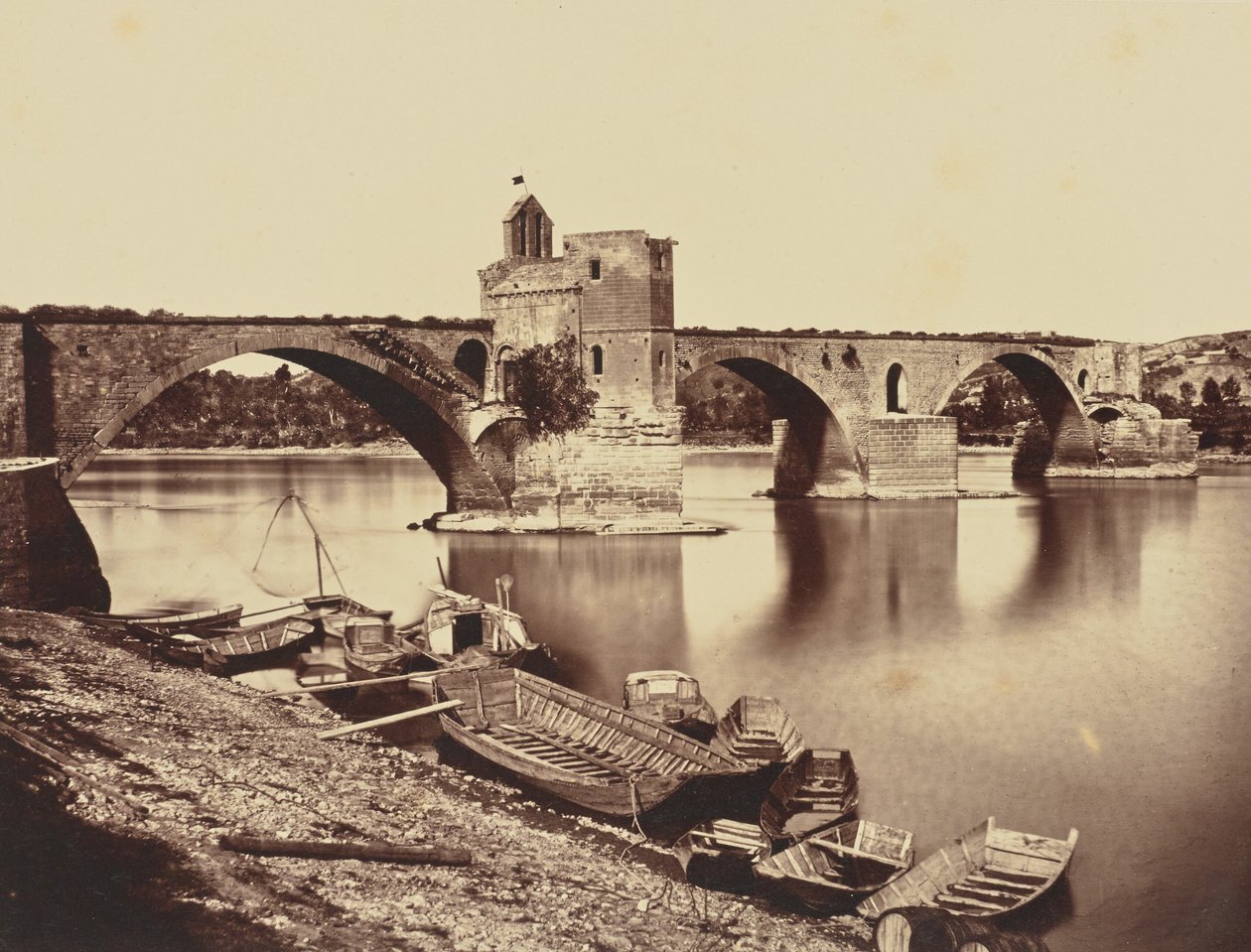 Avignon. Pont St Benezet af Édouard Baldus