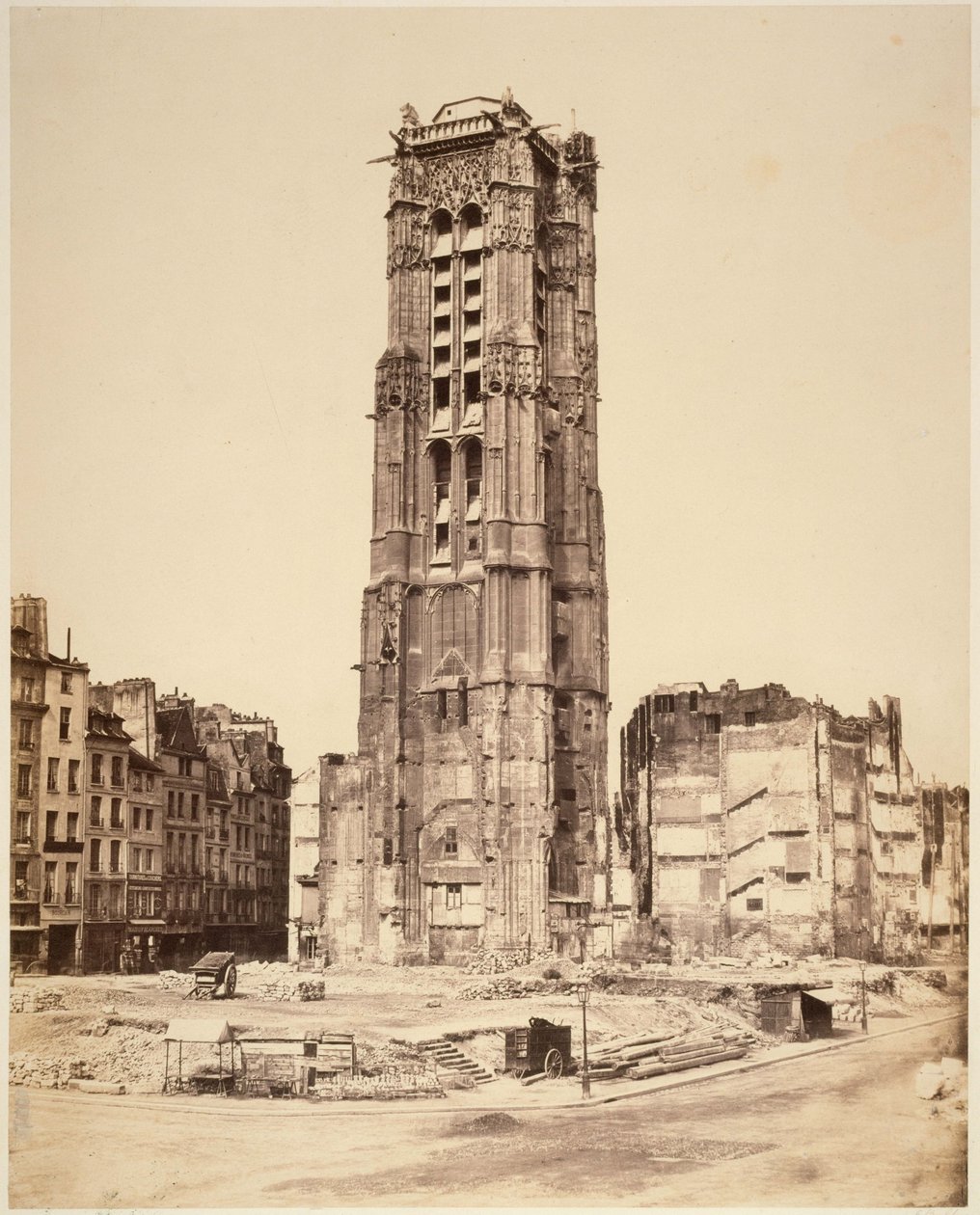 Saint-Jacques-tårnet før restaureringen. 4. arrondissement, Paris. af Édouard Baldus