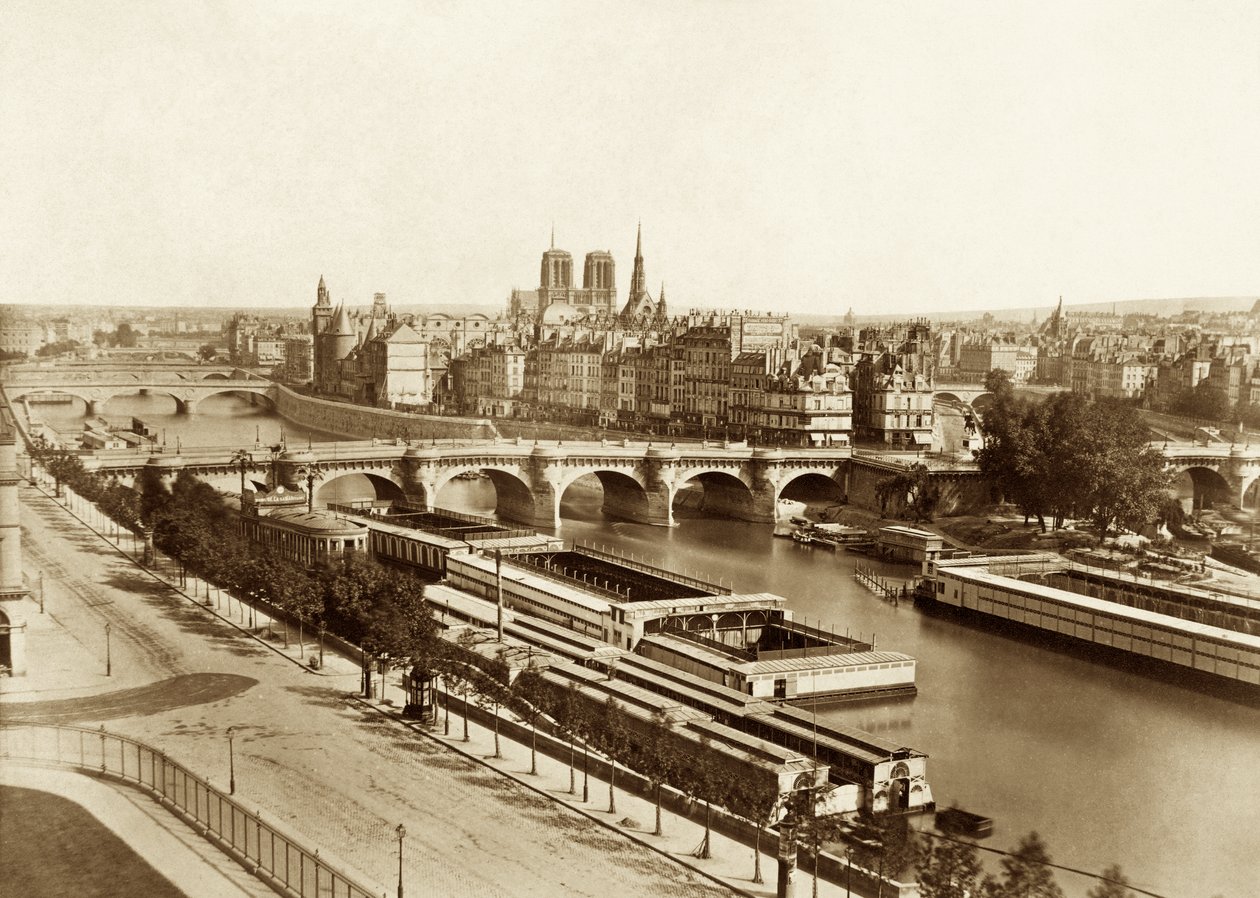 Seine med broer, i ryggen Notre-Dame de Paris af Édouard Baldus