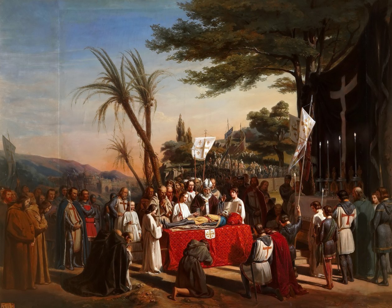 Godfrey af Bouillons begravelse i Jerusalem den 23. juli 1100 af Edouard Cibot