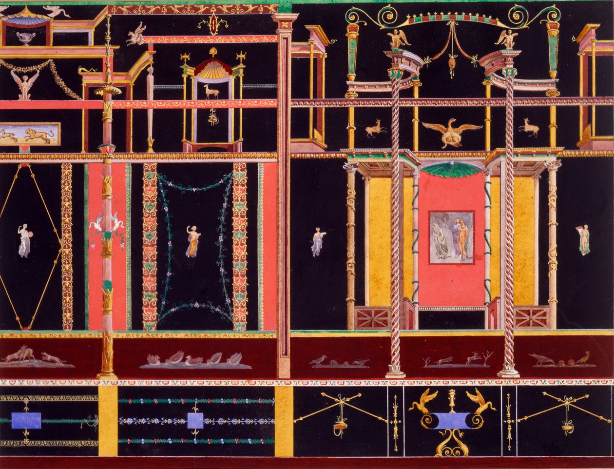 Vægdekoration fra Dioscuri-huset, Pompeji af Edouard Clerievanse