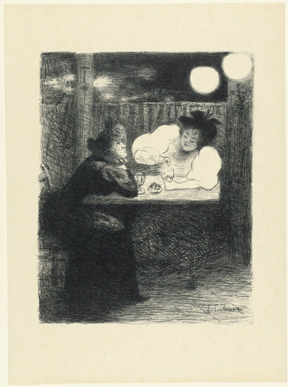 To kvinder drikker absint ved et bord på en café Les Femmes a l