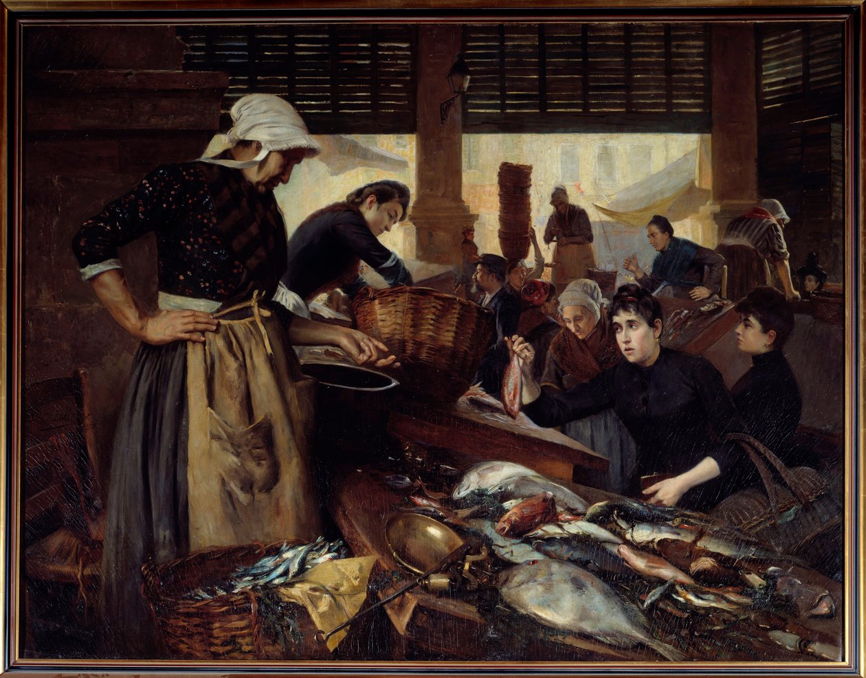 Udsigt over Delacroix -hallen. Gå til Marseille Fish. Maleri af Edouard Cremieux (1856-1944) af Edouard Cremieux