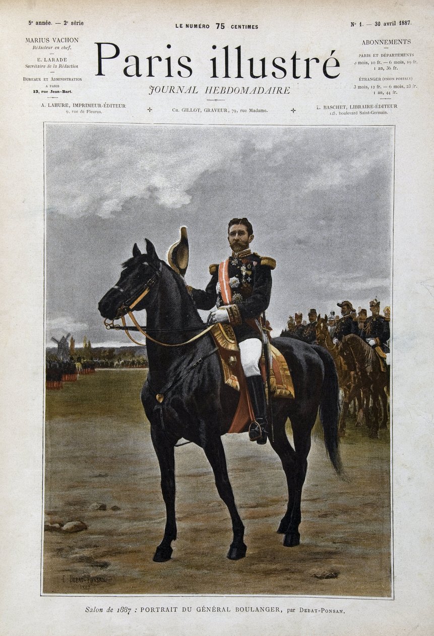 Rideportræt af general Georges Boulanger (1837-1891), politiker "efter Edouard Debat Ponsan (Debat-Ponsan) af Edouard Debat Ponsan