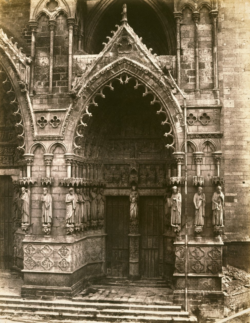 Jomfruens dør, Amiens-katedralen, ca. 1856 (tryk af saltet papir) af Edouard Denis Baldus