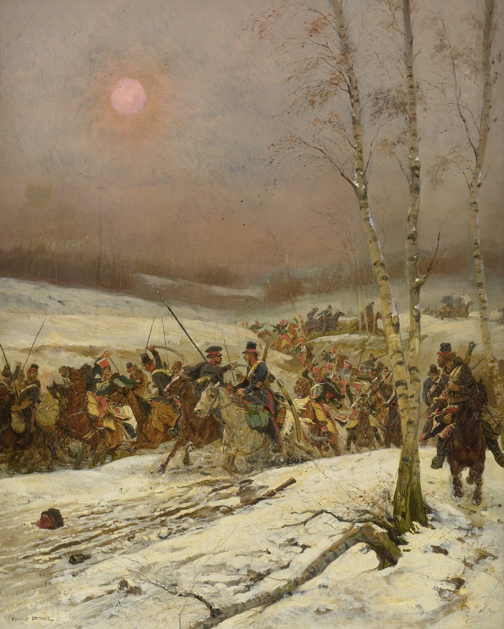 Kosakker angriber en eskadron af Æresgarden, ca. 1910 af Jean Baptiste Edouard Detaille