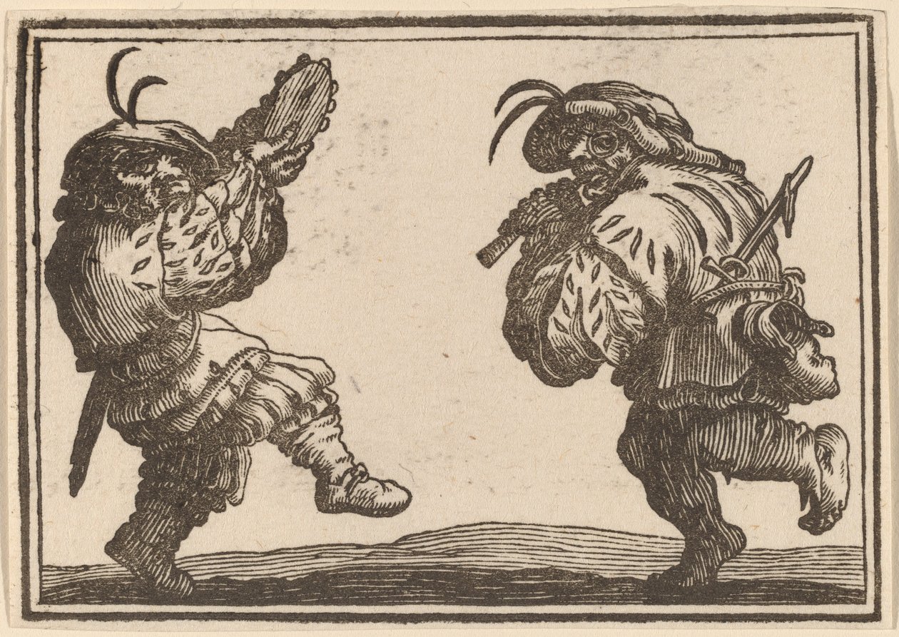 Dansere med fløjte og tamburin af Edouard Eckman after Jacques Callot