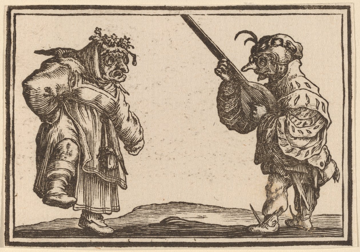 Dansere med lut af Edouard Eckman after Jacques Callot