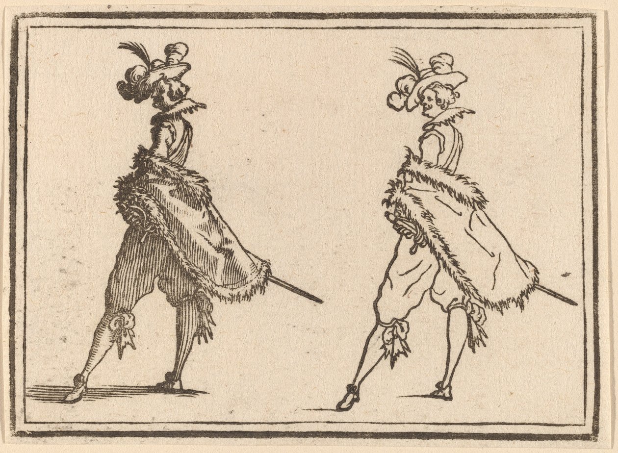 Herre set fra siden af Edouard Eckman after Jacques Callot