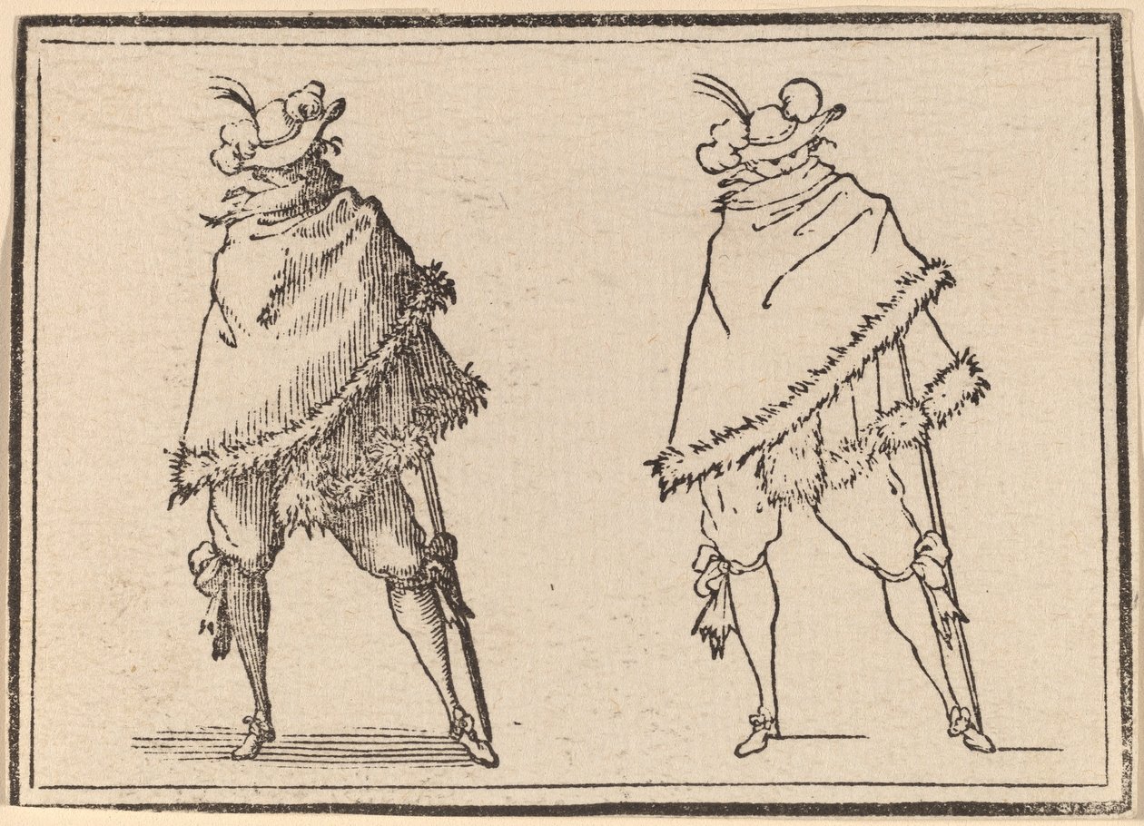 Gentleman svøbt i sin kappe af Edouard Eckman after Jacques Callot