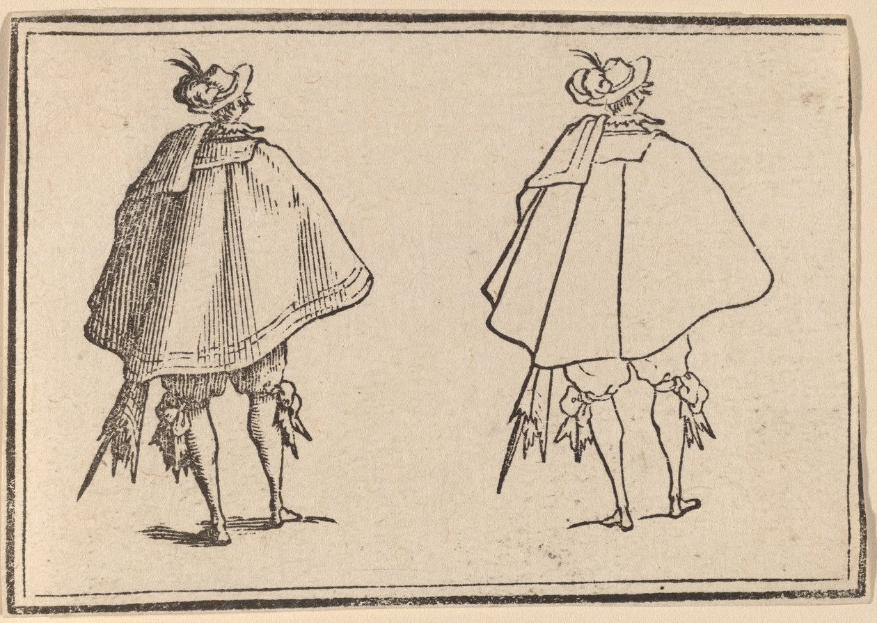 Herre i stor kappe, set bagfra af Edouard Eckman after Jacques Callot