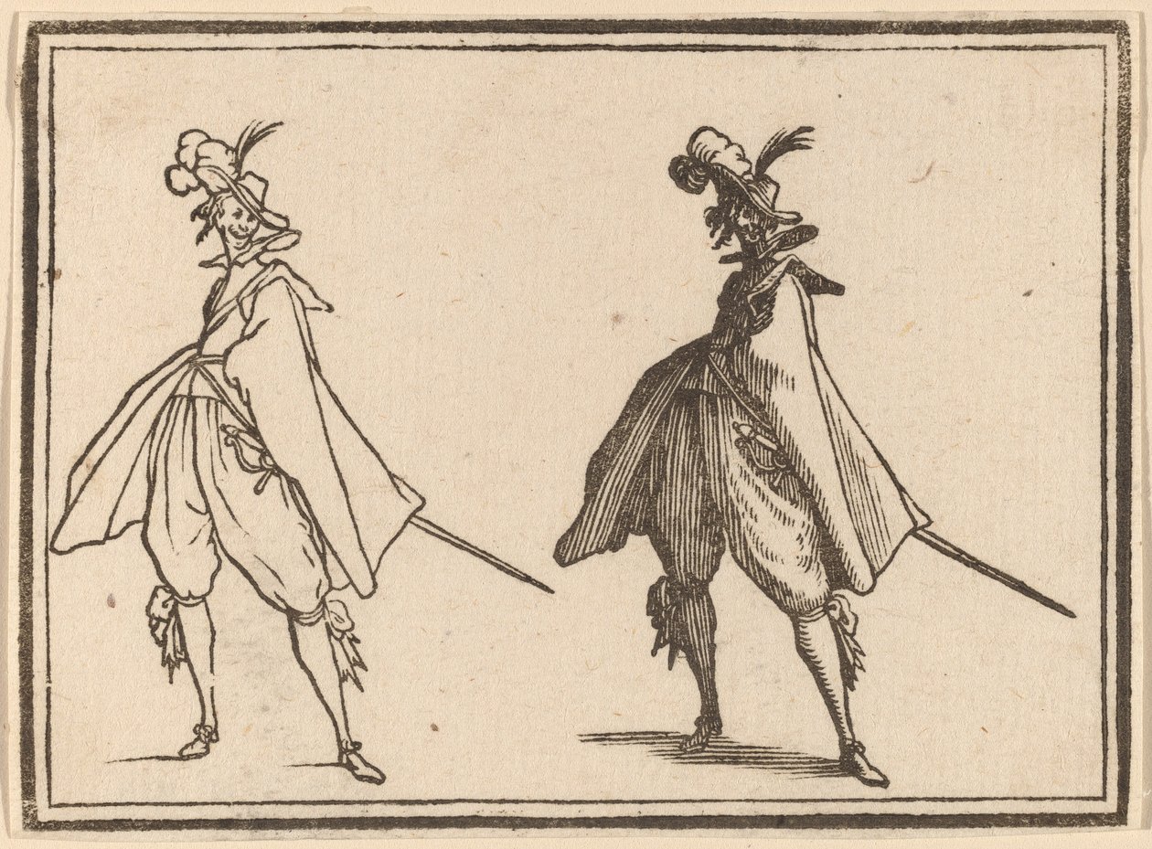 Herre i en stor kappe, set forfra af Edouard Eckman after Jacques Callot