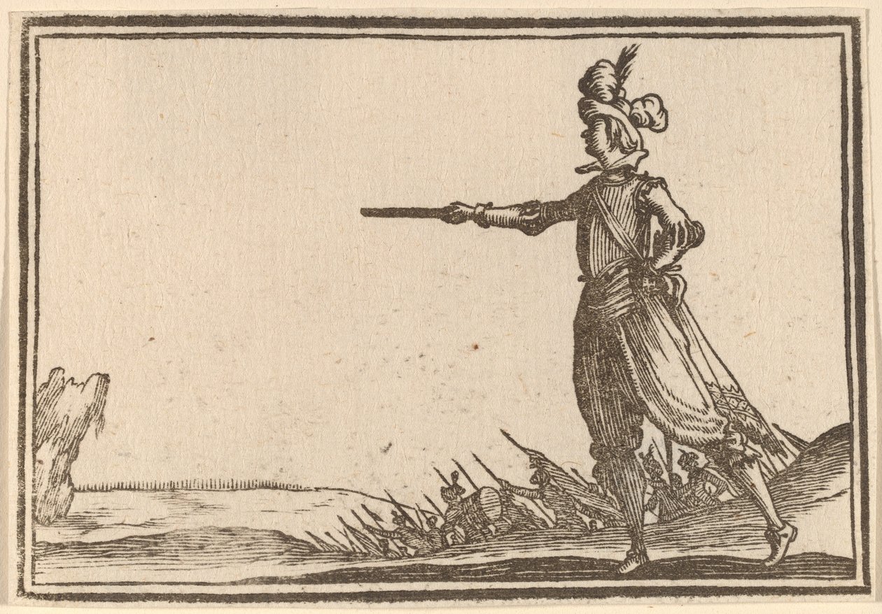 Militærchef til fods af Edouard Eckman after Jacques Callot