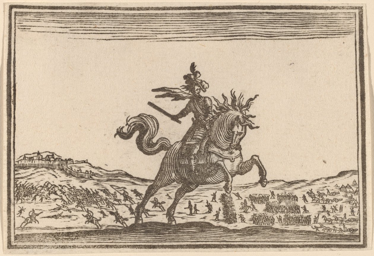 Militærchef til hest af Edouard Eckman after Jacques Callot