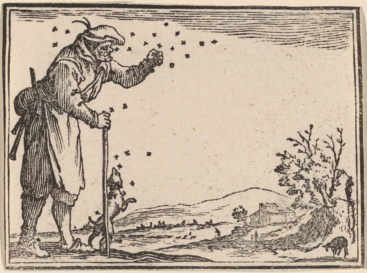 Bonde angrebet af bier af Edouard Eckman after Jacques Callot