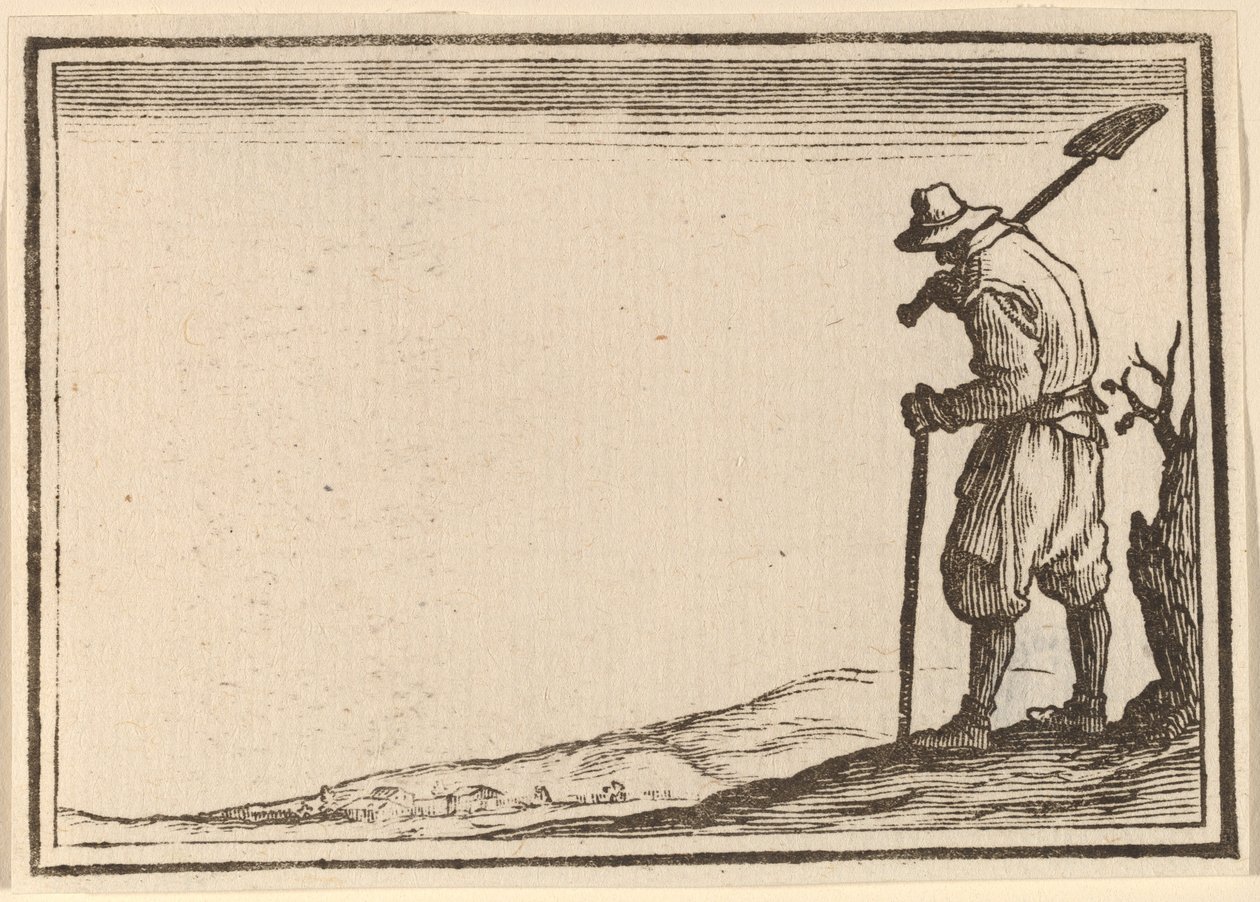 Bonde med skovl på skulderen af Edouard Eckman after Jacques Callot