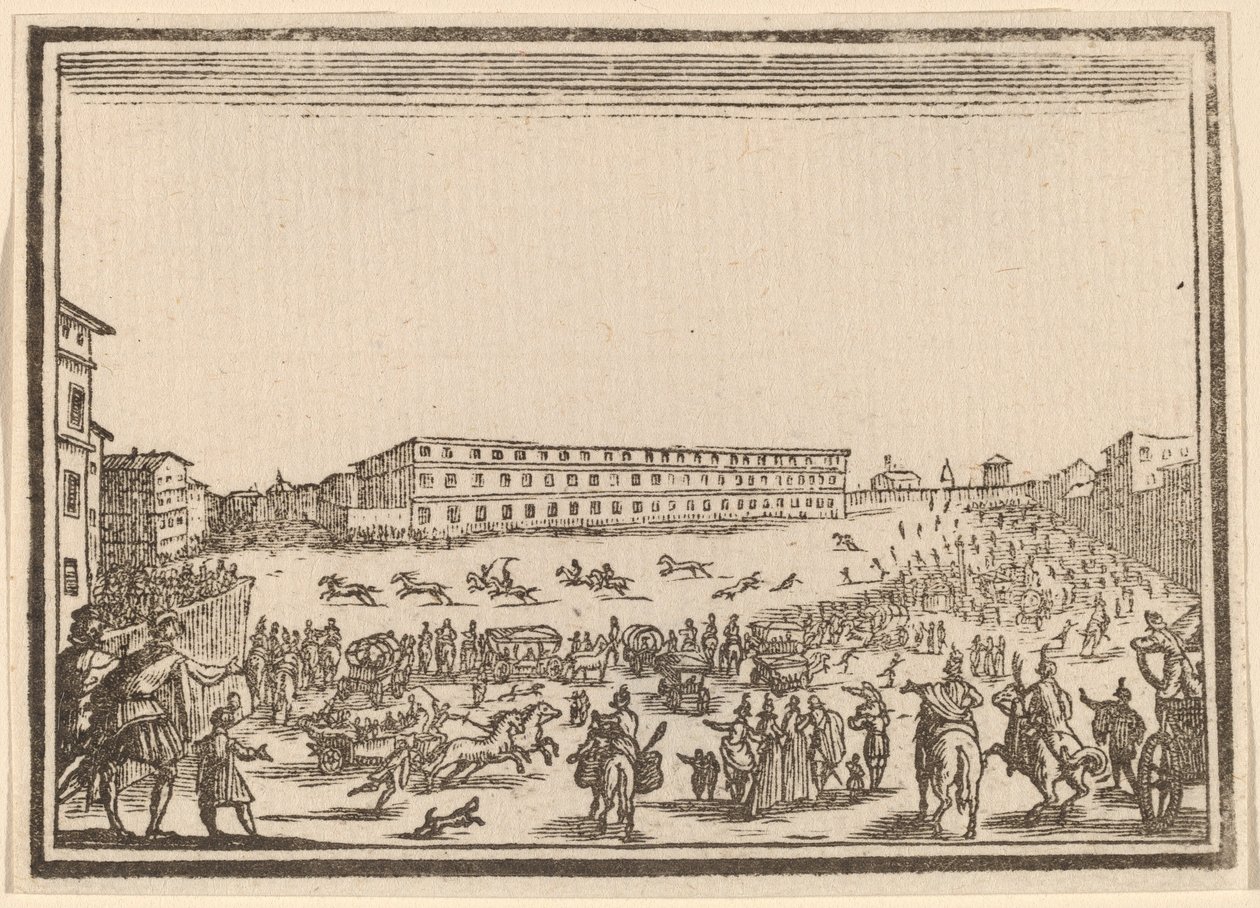 Piazza ved Porta al Prato af Edouard Eckman after Jacques Callot