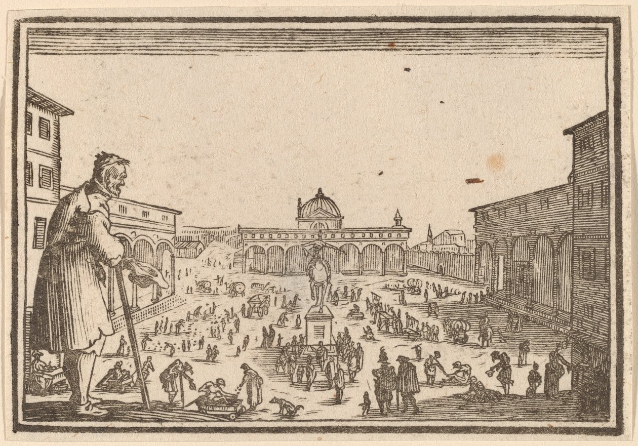 Piazza SS. Annunziata, Firenze af Edouard Eckman after Jacques Callot