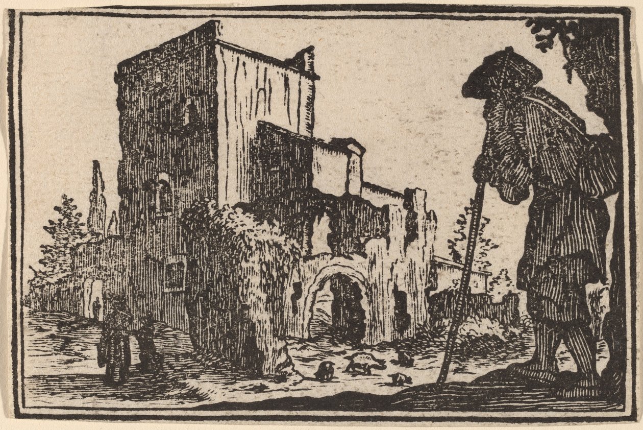 Hyrde og ruiner af Edouard Eckman after Jacques Callot
