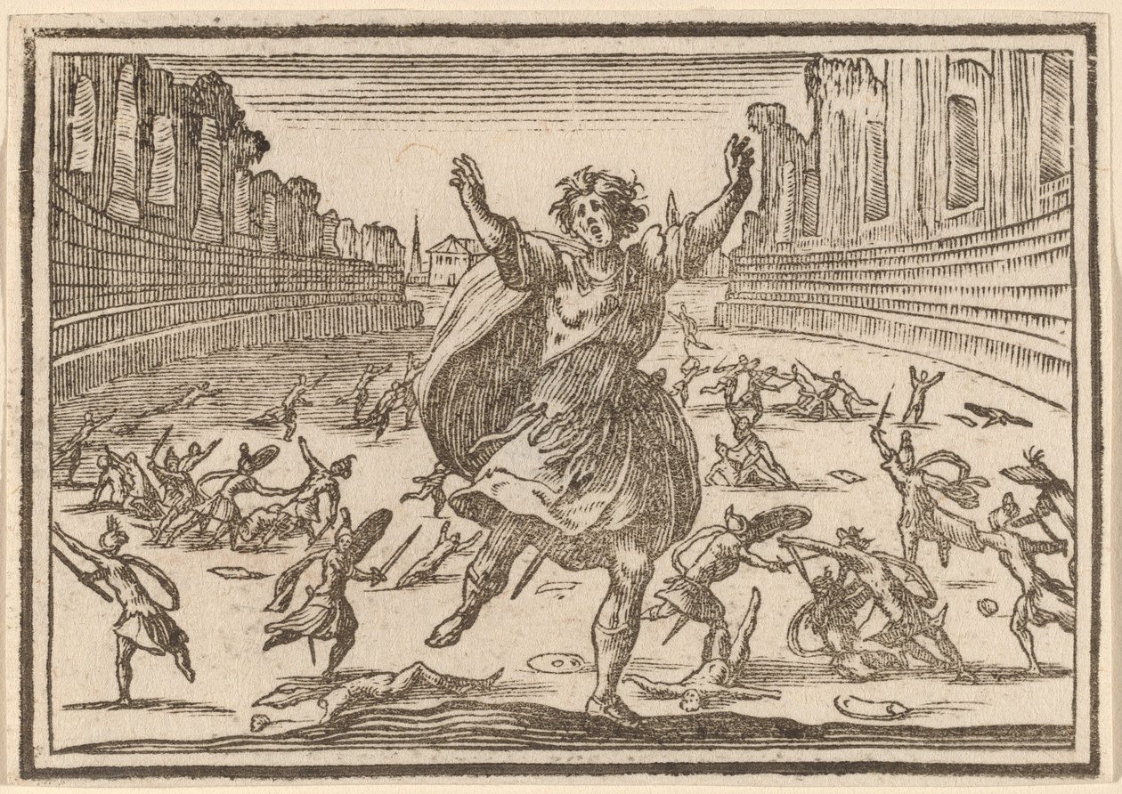 Træfning i et romersk cirkus af Edouard Eckman after Jacques Callot